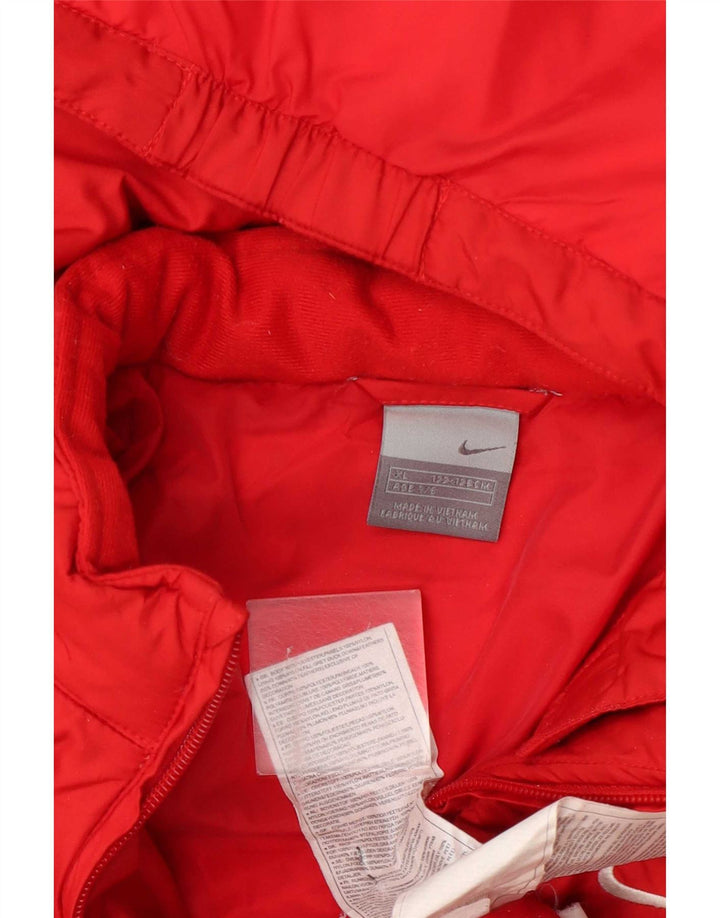 Nike Wattierte Jacke mit Kapuze für Jungen, 7–8 Jahre, XL, rotes Farbblock-Polyester