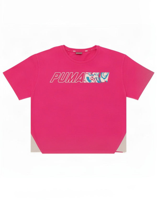 Puma Mädchen Crop Graphic T-Shirt Top 13–14 Jahre rosa Colourblock-Baumwolle