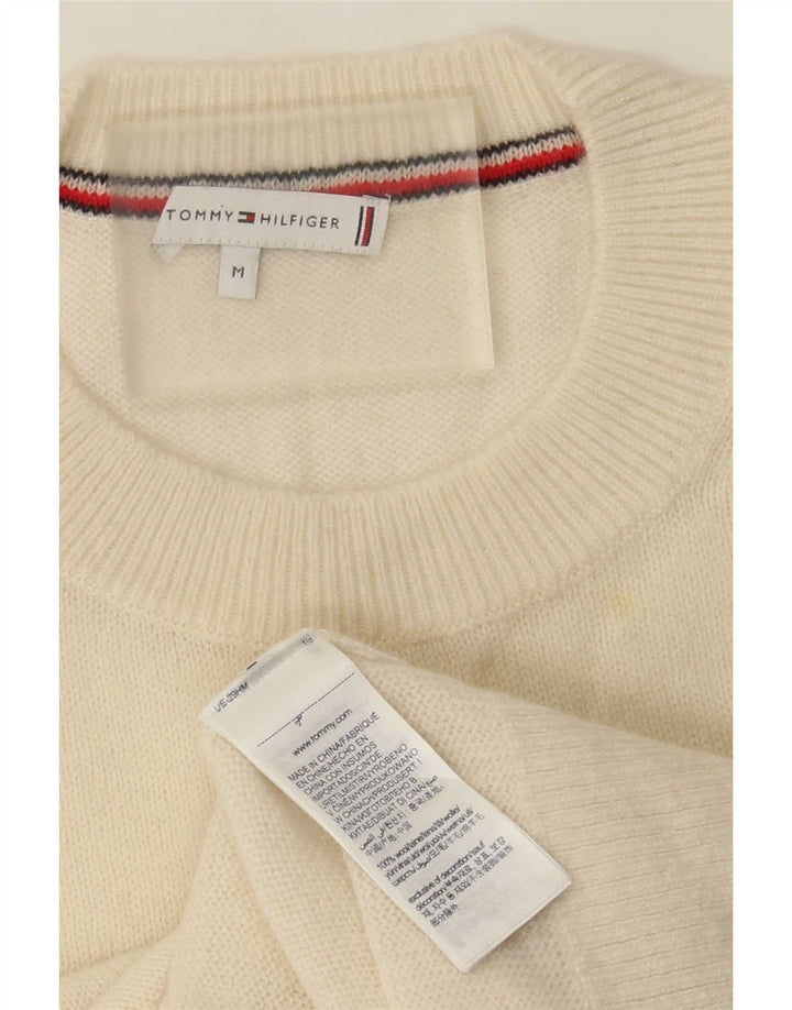 Tommy Hilfiger Damen-Pullover mit Rundhalsausschnitt, Gr. 14, mittlere, cremefarbene Wolle