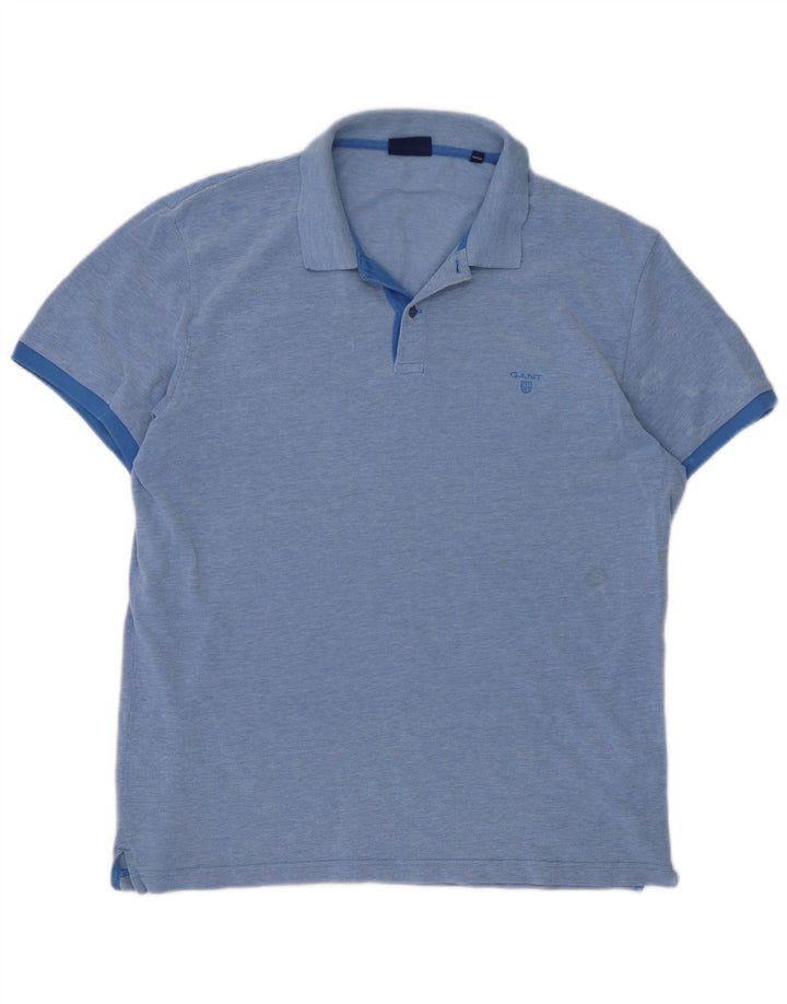 Gant Herren-Poloshirt XL, blau gefleckte Baumwolle