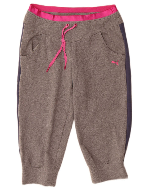 Puma Damen Bermuda Sport Shorts UK 8 Small Graue Colourblock-Baumwolle