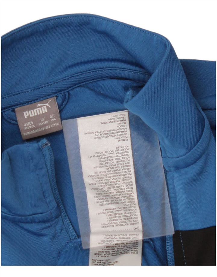 PUMA Jungen-Trainingsanzug, Top-Jacke, 15–16 Jahre, blaues Farbblock-Polyester