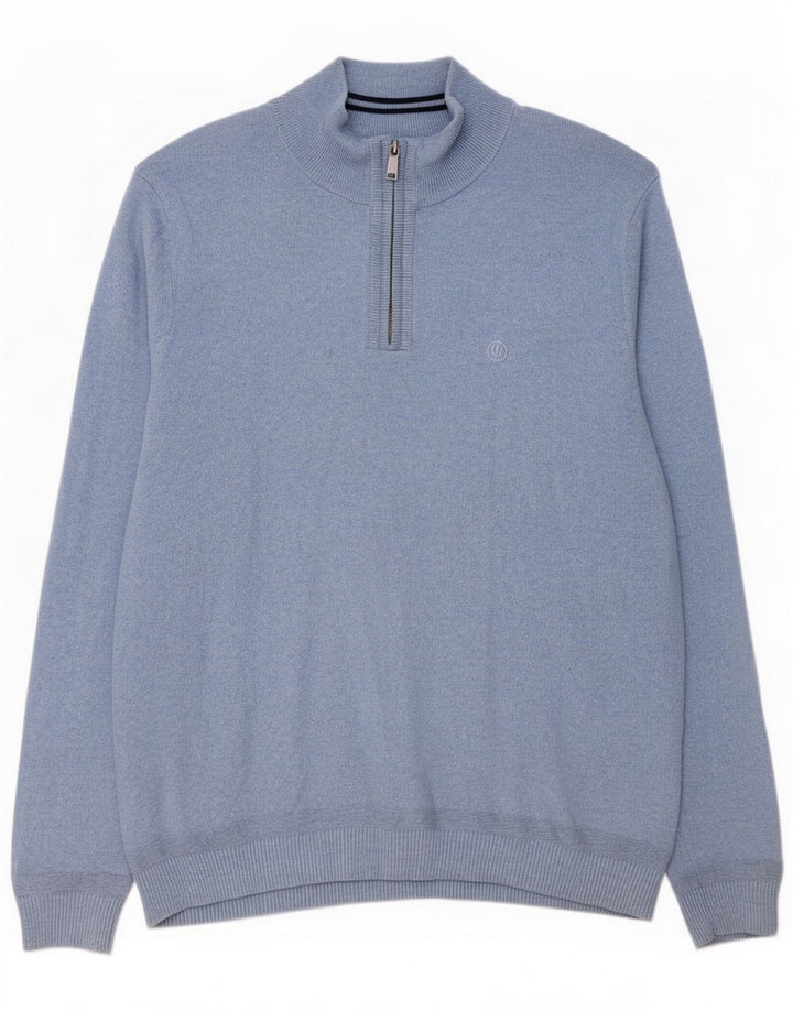 Fat Face Herren-Pullover mit Reißverschluss am Hals, 2XL, Blau