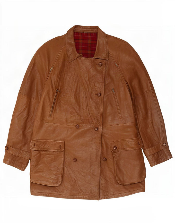 Vintage Damen Ledermantel IT 50 XL Braun
