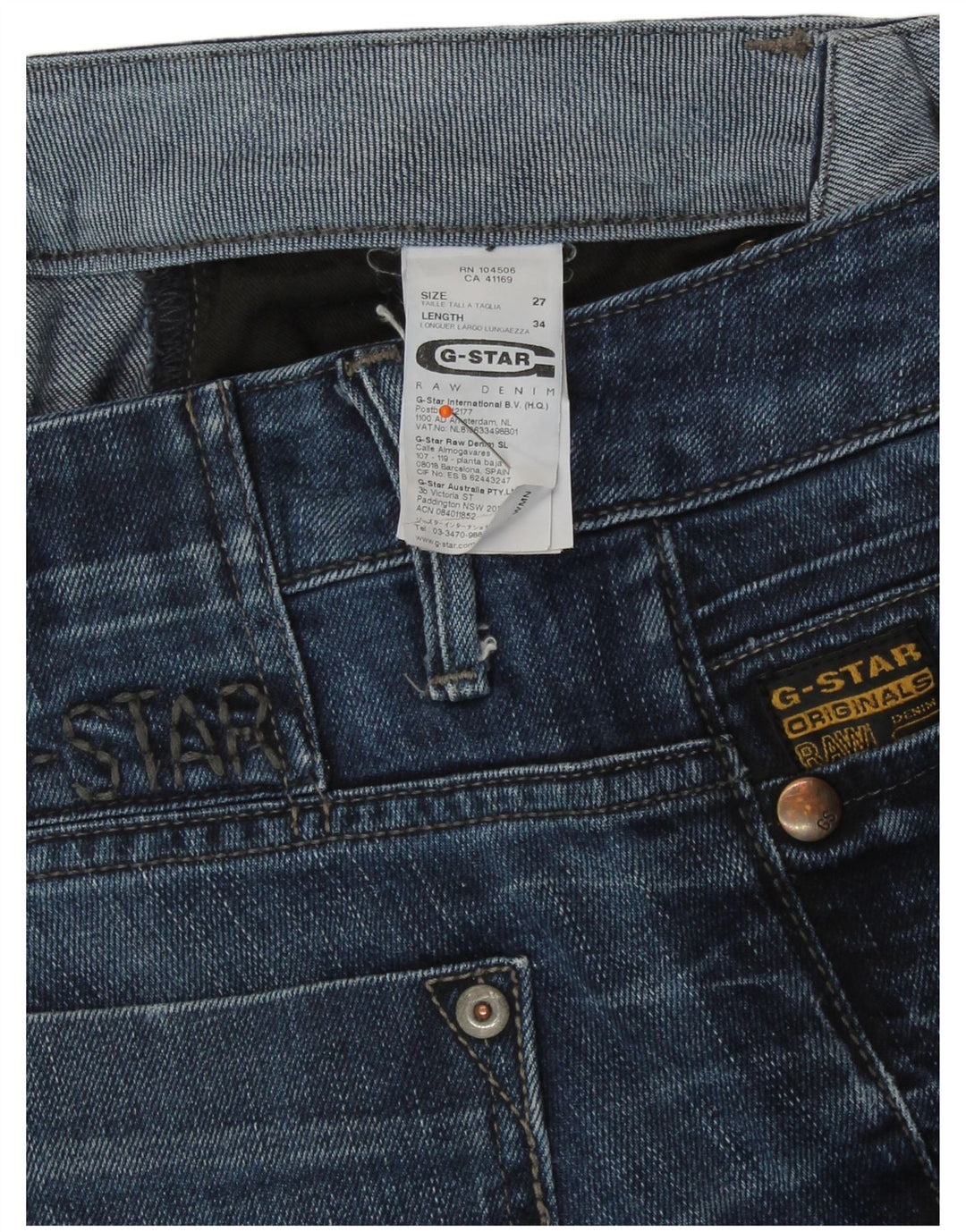 G-STAR Damen-Jeans mit niedriger Taille, gerade, W27, L34, blaue Baumwolle