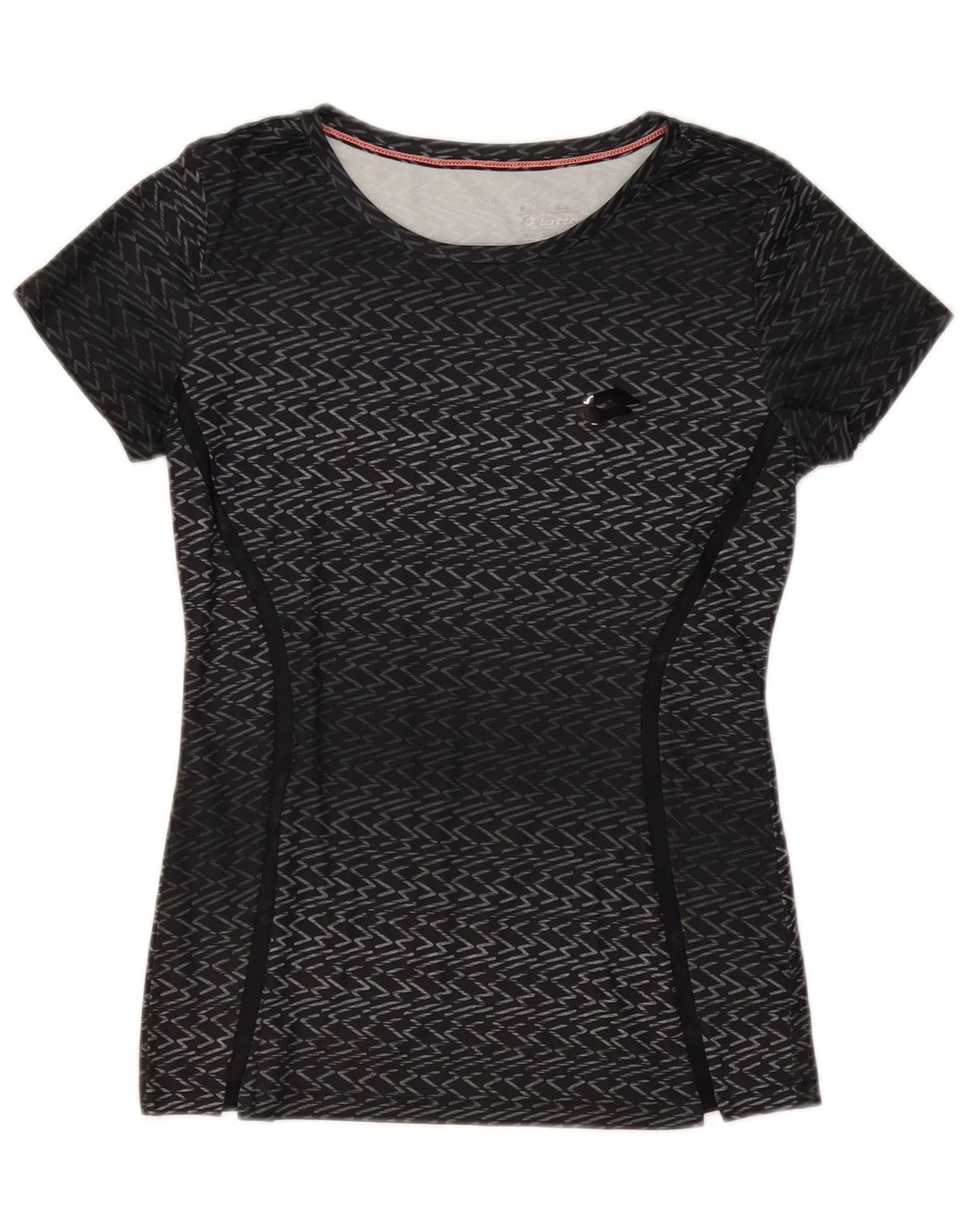 Lotto Damen T-Shirt Top UK 12 Medium Schwarz Chevron Polyester