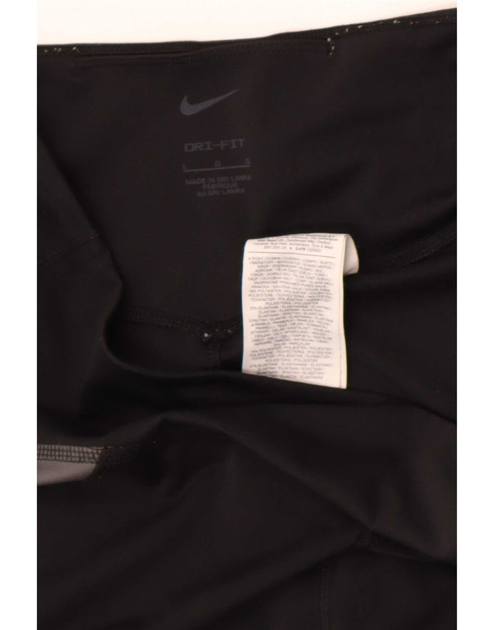 Nike Damen Dri Fit Leggings UK 16 Large Schwarz Colourblock Polyester