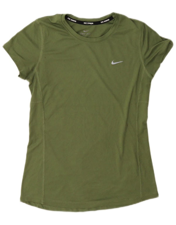 Nike Damen Dri Fit T-Shirt Top UK 10 Small Grün