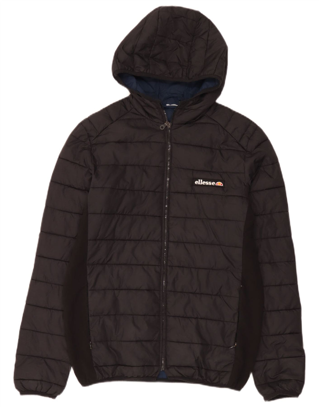 Ellesse Herren-Jacke mit Kapuze, gepolstert, Größe S, UK 36, aus schwarzem Nylon