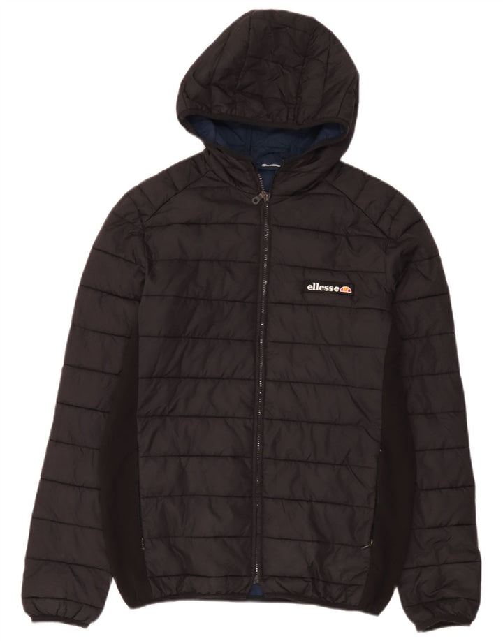 Ellesse Herren-Jacke mit Kapuze, gepolstert, Größe S, UK 36, aus schwarzem Nylon