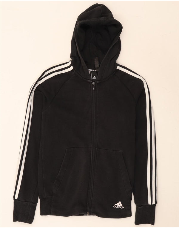 Adidas Mädchen-Kapuzenpullover mit Reißverschluss, 13–14 Jahre, schwarze Baumwolle