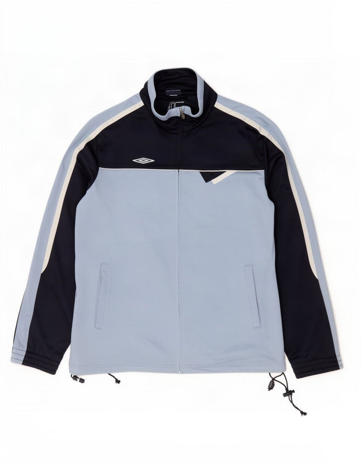Umbro Herren-Trainingsanzug-Top-Jacke, großes blaues Farbblock-Polyester