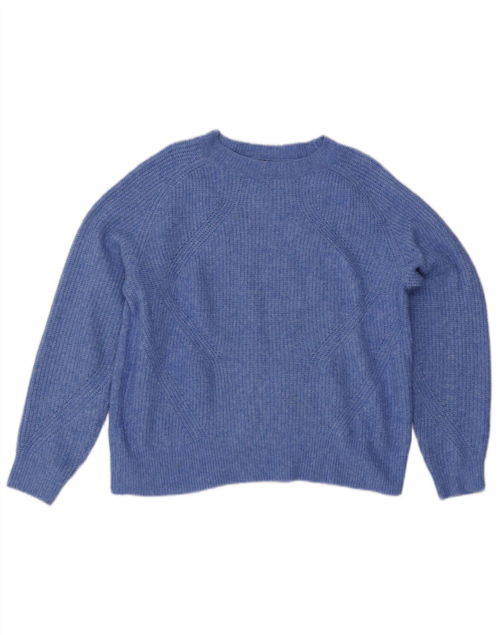 Marks & Spencer Damen Übergroßer Pullover mit Rundhalsausschnitt, UK 14, Mittelblau