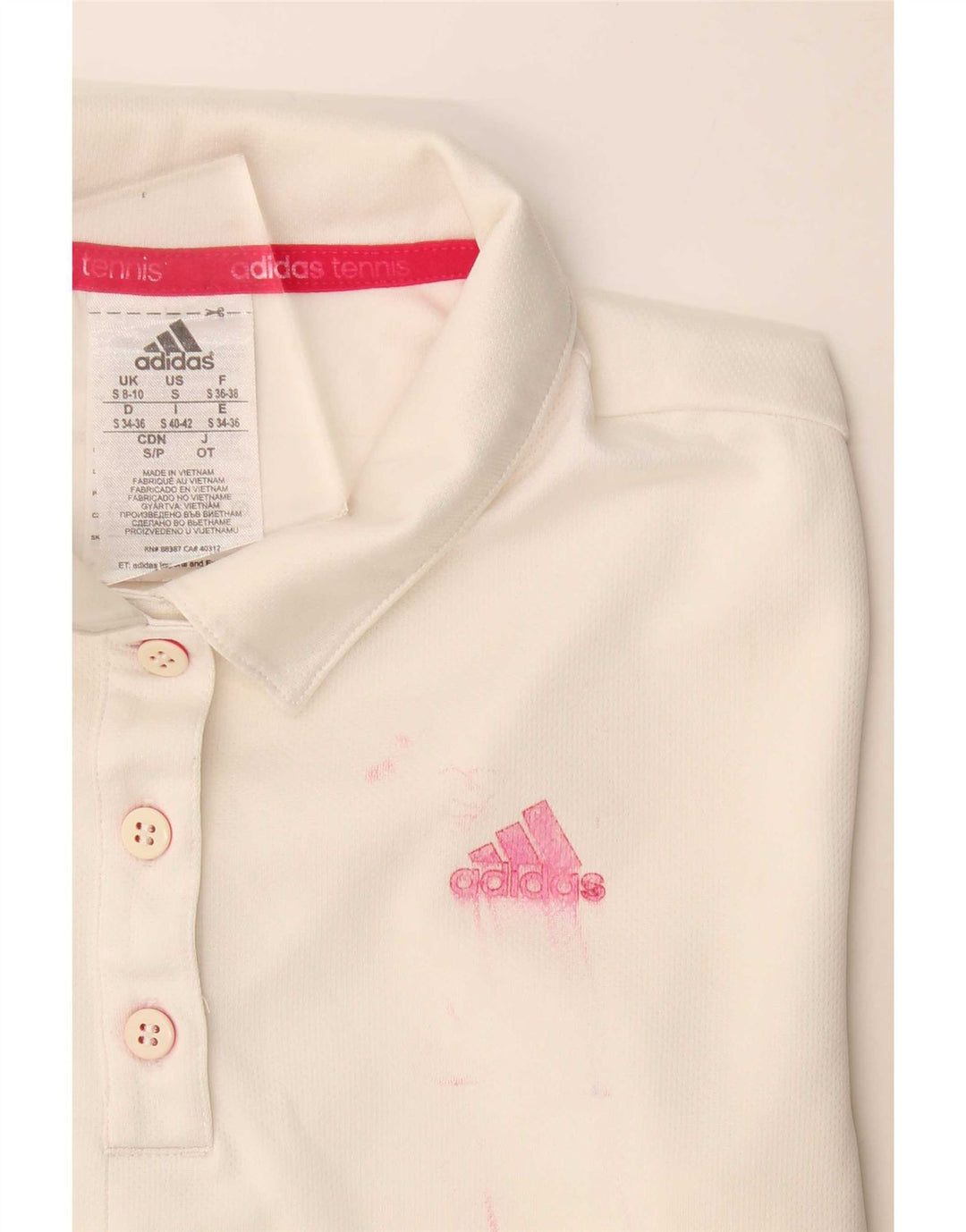 Adidas Damen Climalite Poloshirt UK 8/10 Small Weiß Polyester