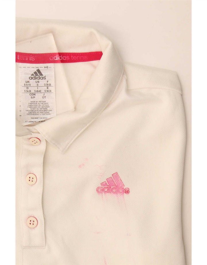 Adidas Damen Climalite Poloshirt UK 8/10 Small Weiß Polyester