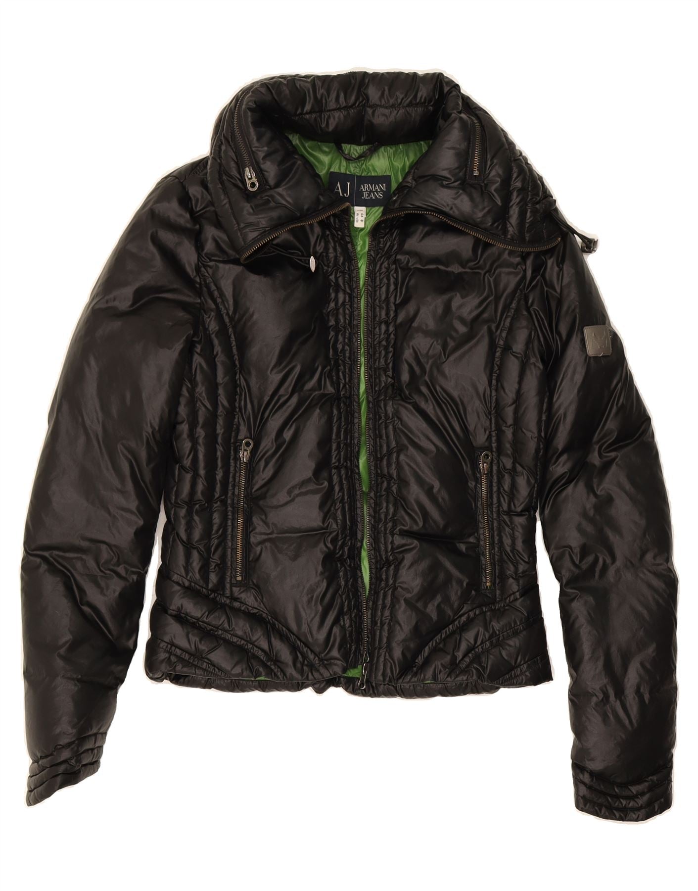 ARMANI Womens Padded Jacket US 8 Medium Black Vintage Armani and Second-Hand Armani from Messina Hembry 