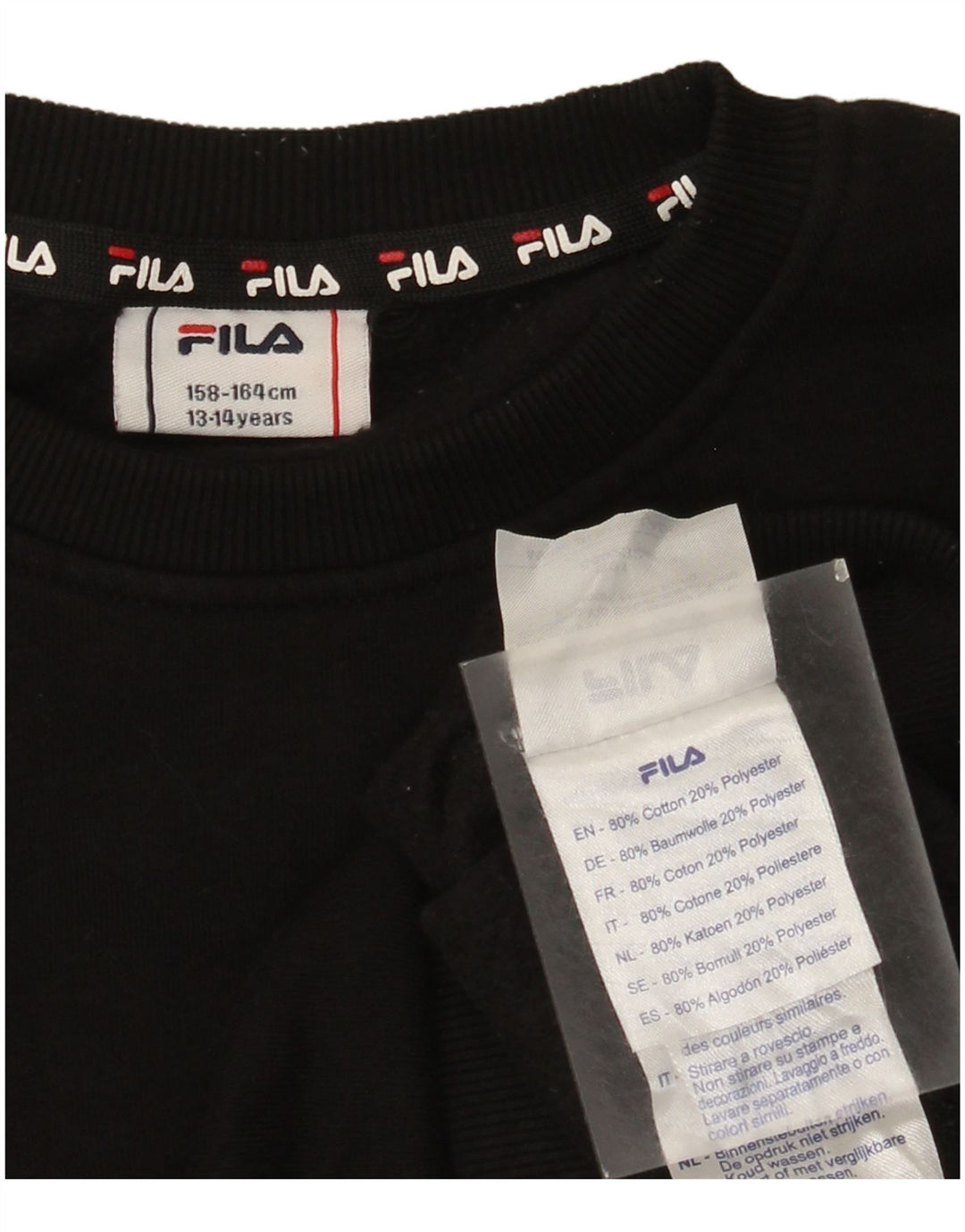 Fila Jungen-Sweatshirt mit Grafik, 13–14 Jahre, schwarze Baumwolle