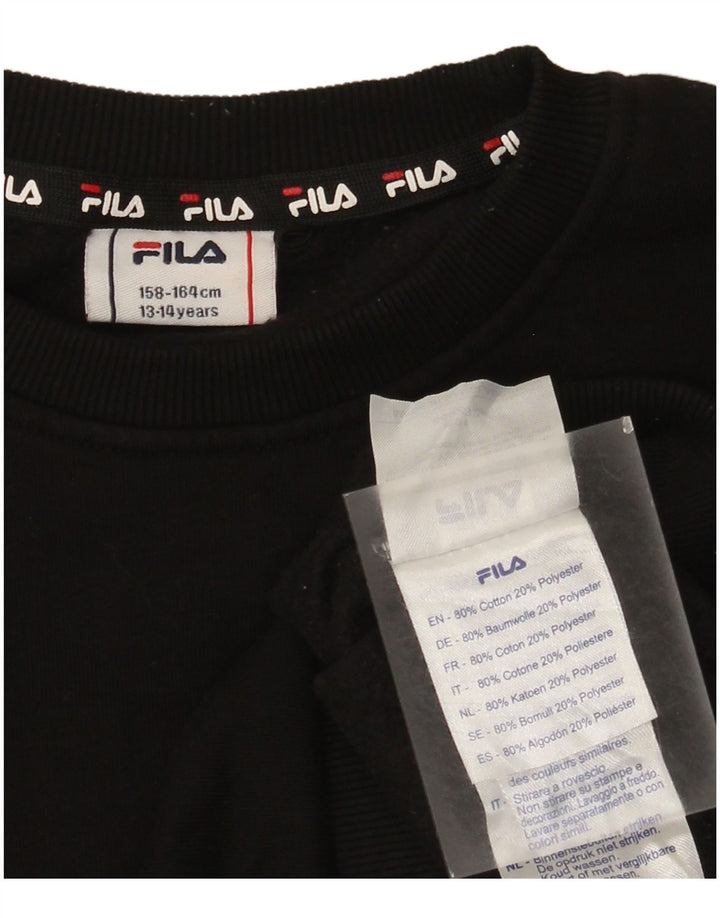 Fila Jungen-Sweatshirt mit Grafik, 13–14 Jahre, schwarze Baumwolle