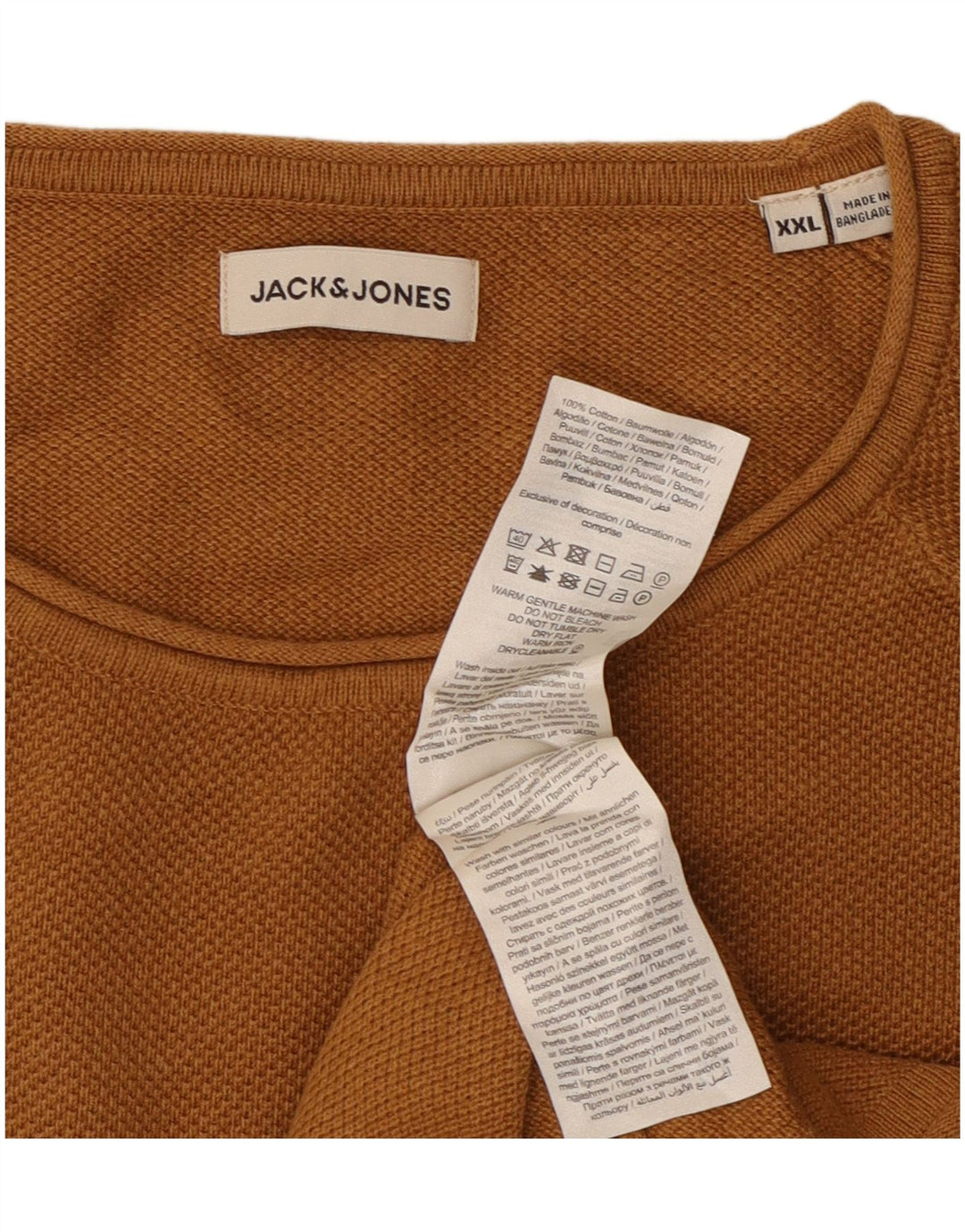 Jack & Jones Herren-Pullover mit Rundhalsausschnitt, 2XL, braune Baumwolle