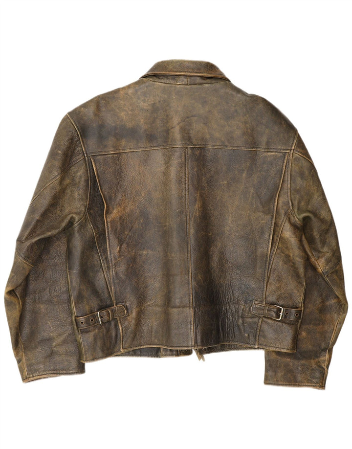 Bomboogie Herren Sky Lederjacke UK 42 XL Khaki Leder