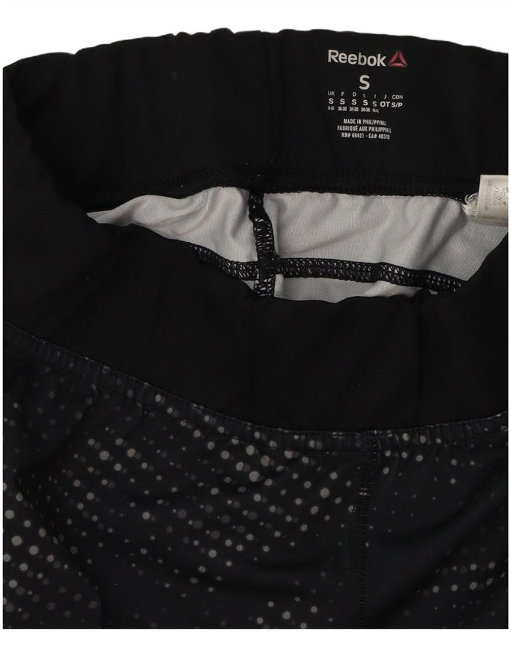 REEBOK Capri-Leggings mit Grafik für Damen, UK 8/10, Größe S, Schwarz, gepunktet