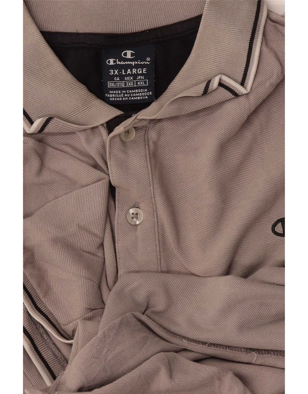 Champion Herren Poloshirt 3XL Grau gestreift
