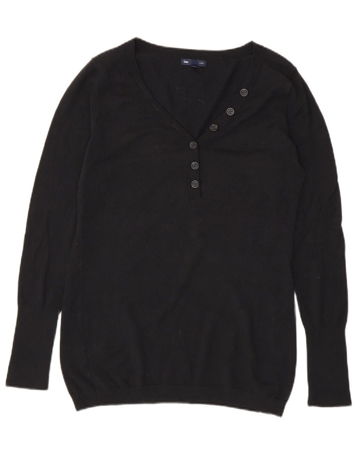 Gap Damen-Pullover mit Knopfkragen, Gr. 14, mittelschwarz, Baumwolle