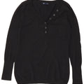 Gap Damen-Pullover mit Knopfkragen, Gr. 14, mittelschwarz, Baumwolle