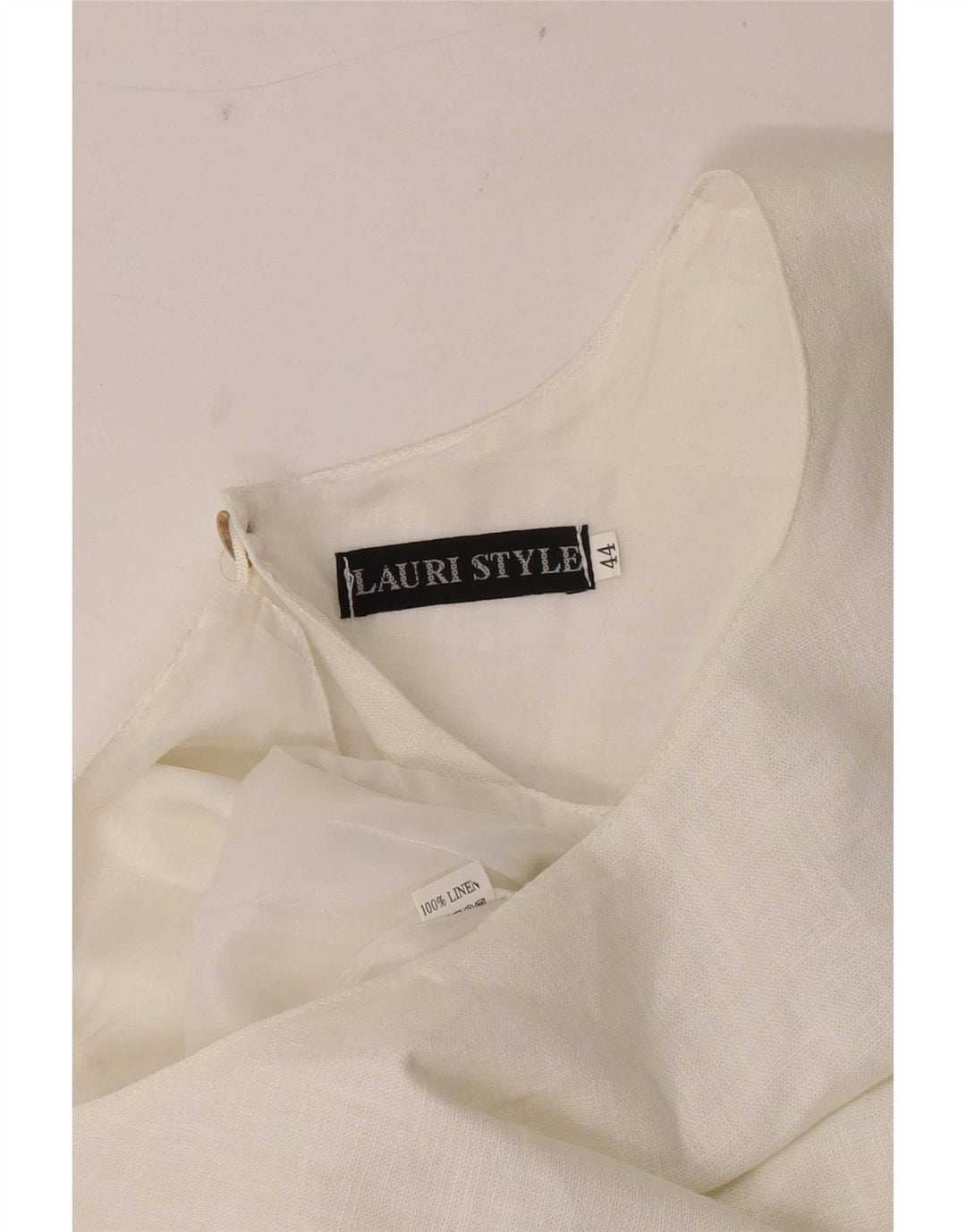 Vintage Damen Ärmelloses asymmetrisches Kleid IT 44 Mittelweißes Leinen