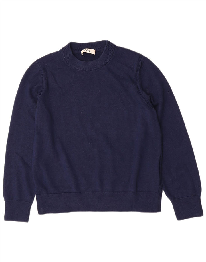 Cos Damen-Pullover mit Rundhalsausschnitt, mittlere marineblaue Wolle