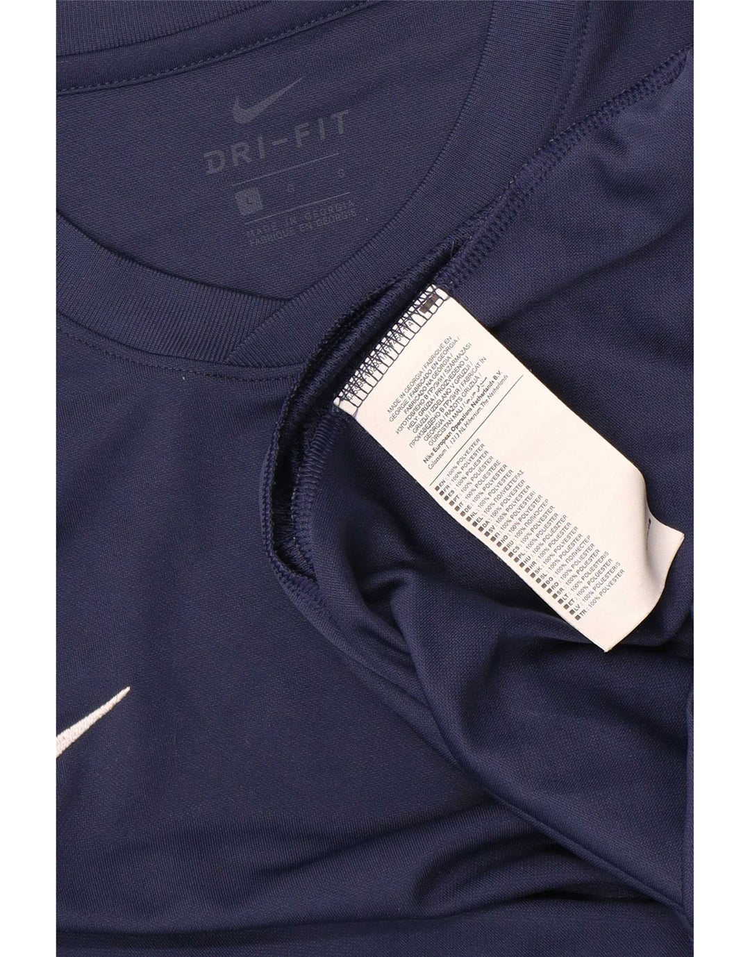 Nike Herren Dri Fit T-Shirt Top Large Marineblau Polyester