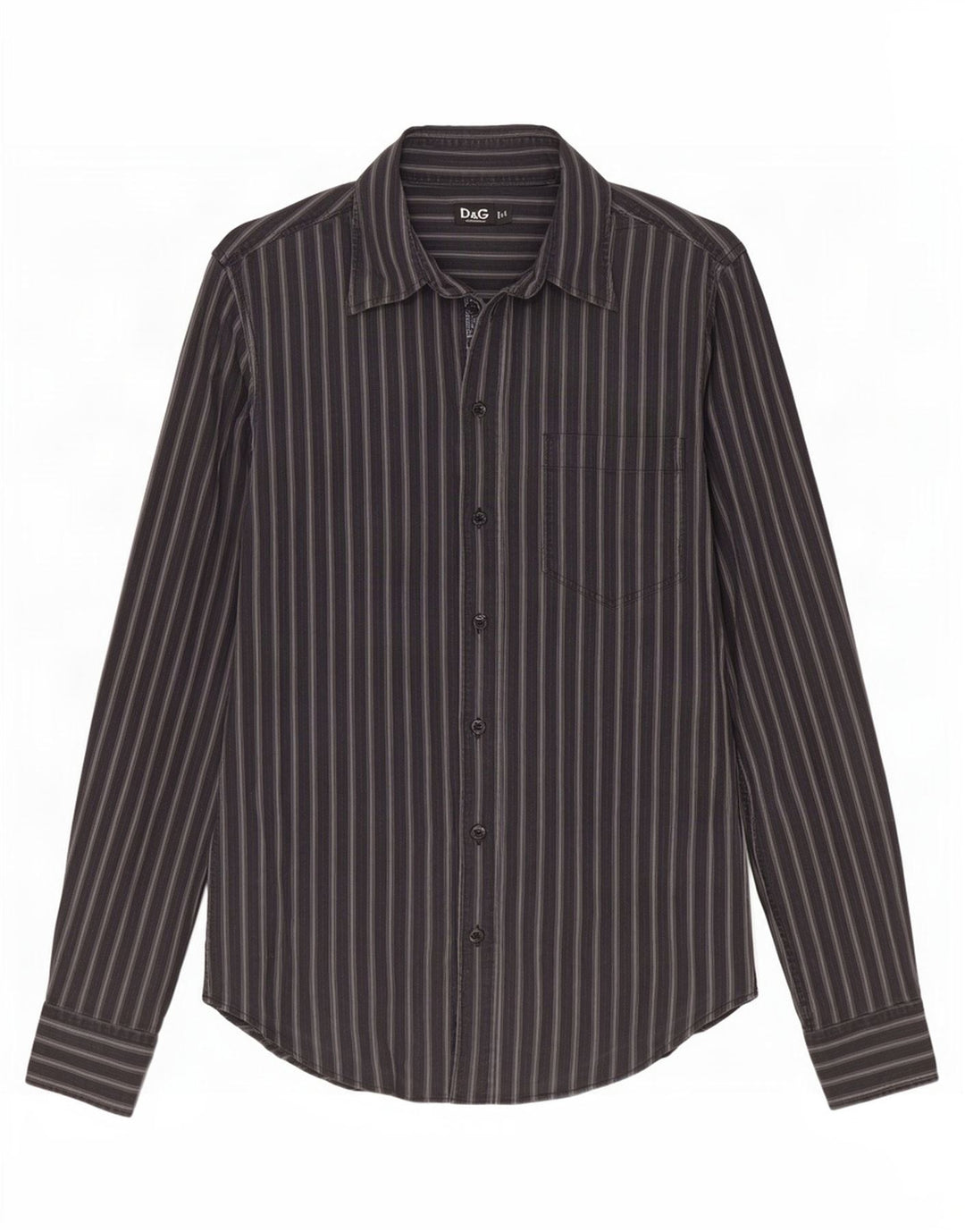 Dolce & Gabbana Herren-Hemd mit normaler Passform, Größe 48, mittelmarineblau gestreift
