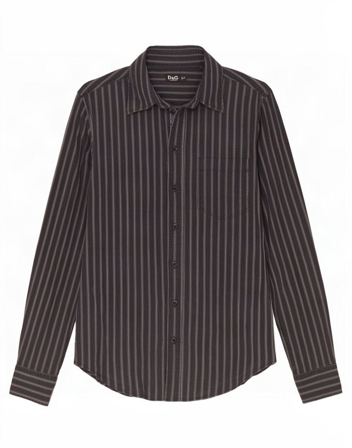 Dolce & Gabbana Herren-Hemd mit normaler Passform, Größe 48, mittelmarineblau gestreift