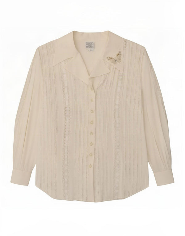 Maria Grazia Severi Damen Hemdbluse IT 42 Medium Off White Acetate