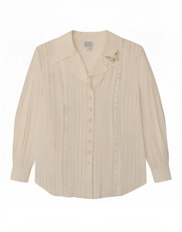 Maria Grazia Severi Damen Hemdbluse IT 42 Medium Off White Acetate