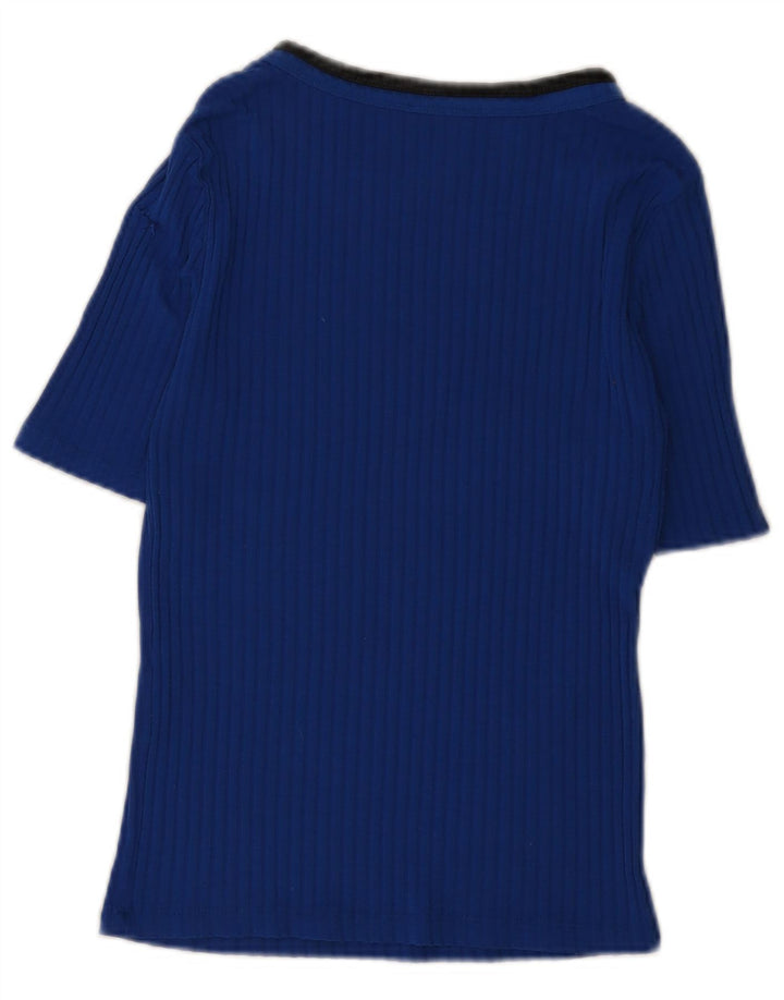 Zara Damen T-Shirt Top UK 12 Mittelblau