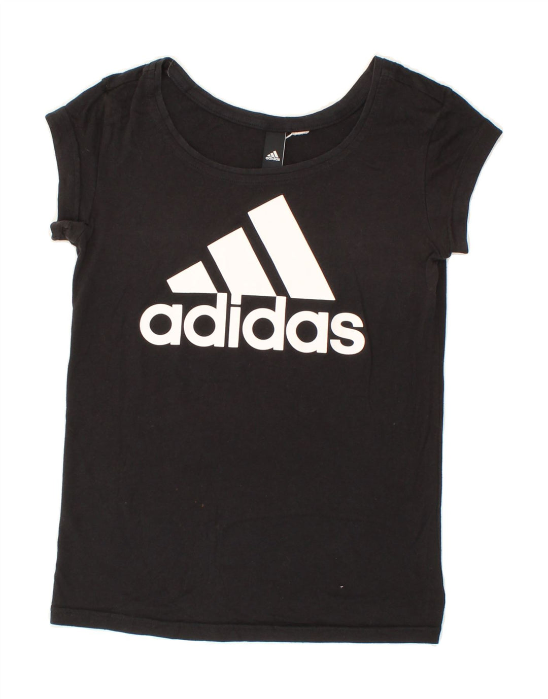 ADIDAS Womens Graphic T-Shirt Top UK 8 Small Black Vintage Adidas and Second-Hand Adidas from Messina Hembry 