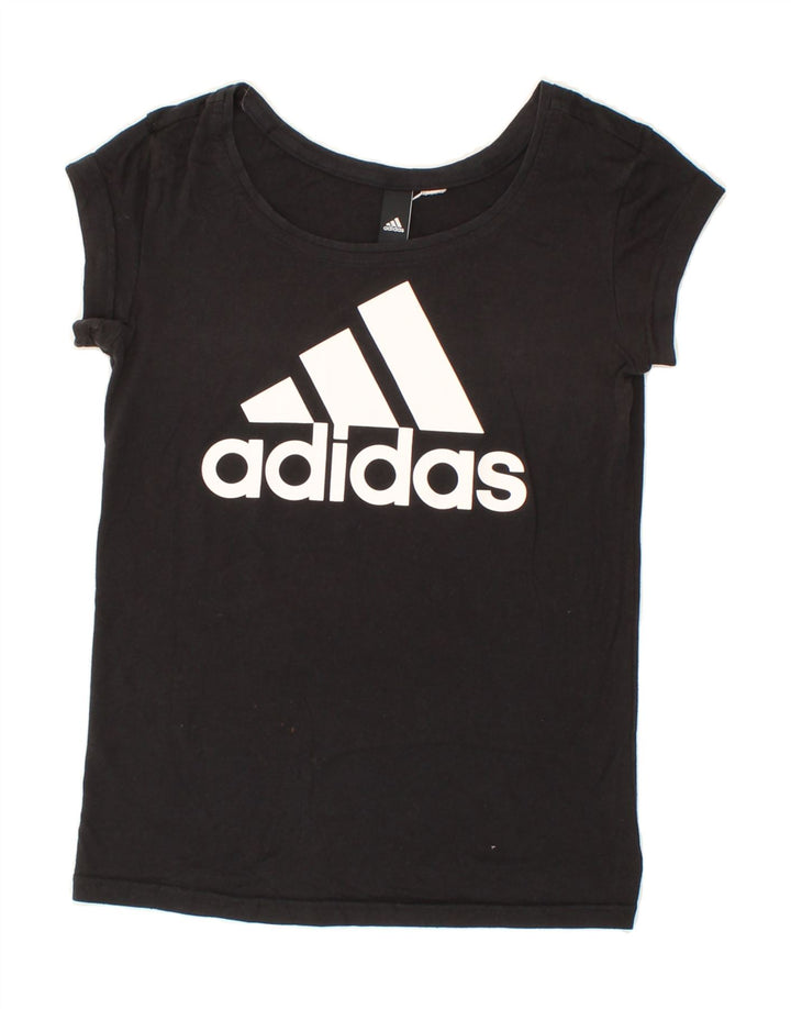 ADIDAS Womens Graphic T-Shirt Top UK 8 Small Black Vintage Adidas and Second-Hand Adidas from Messina Hembry 