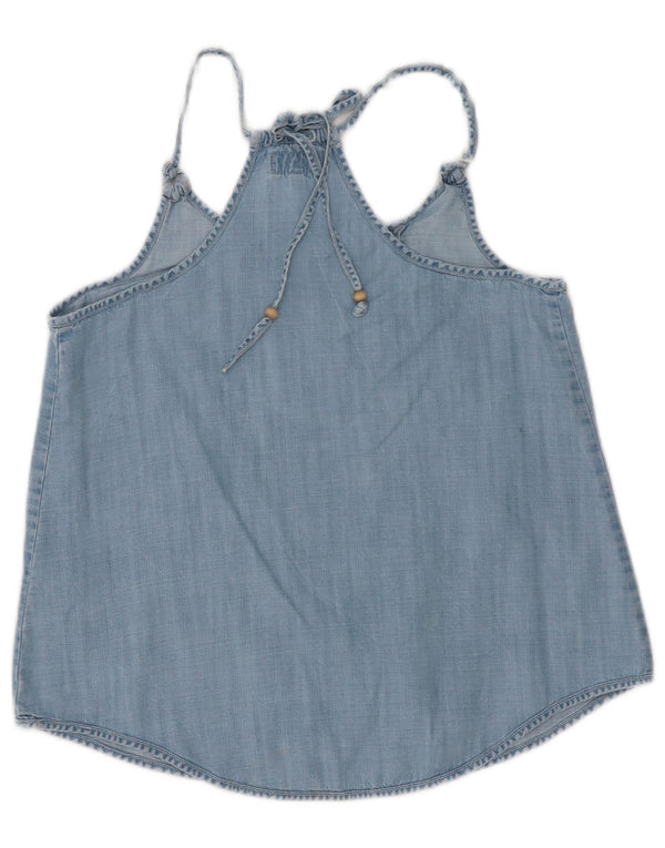 Tommy Hilfiger Damen Neckholder-Top UK 10 Small Blue Lyocell