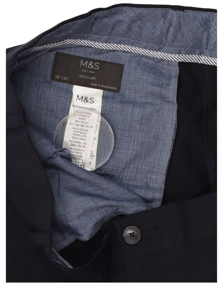 Marks & Spencer Herren-Chinohose mit normaler Passform, W36 L31, marineblaues Polyester