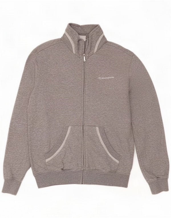 Champion Womens Trainingsanzug Top Jacke UK 10 Small Grau gefleckte Baumwolle