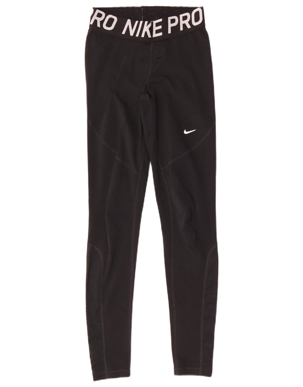 Nike Damen Dri Fit Graphic Leggings UK 8 Small Schwarz Polyester