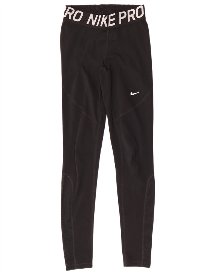 Nike Damen Dri Fit Graphic Leggings UK 8 Small Schwarz Polyester