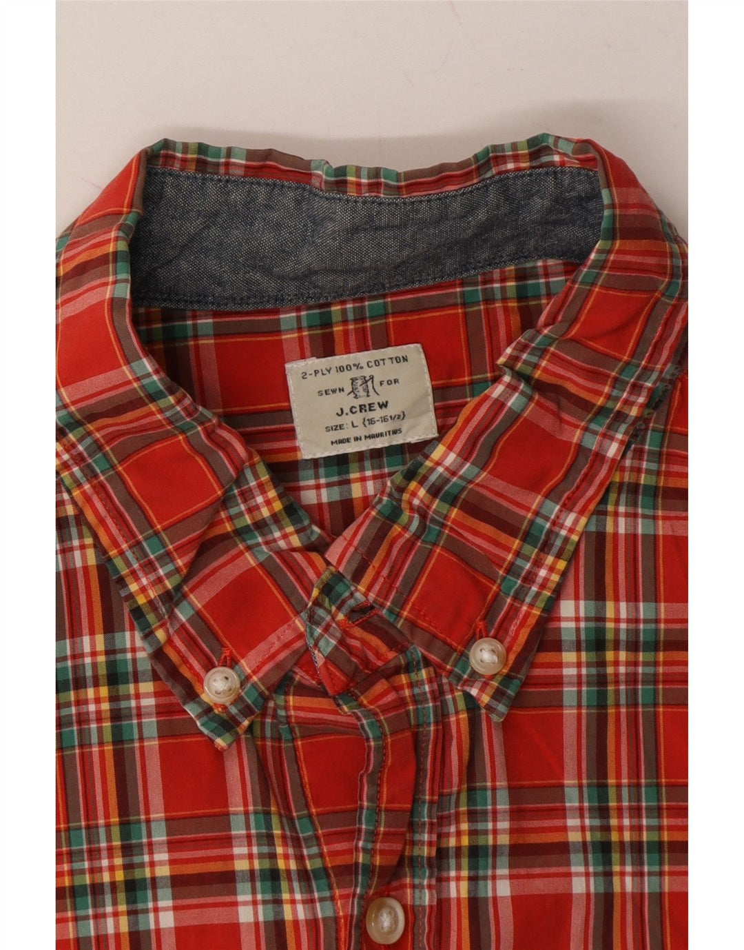 J. CREW Mens Shirt Size 16 16 1/2 Large Red Check Cotton Vintage J. Crew and Second-Hand J. Crew from Messina Hembry 