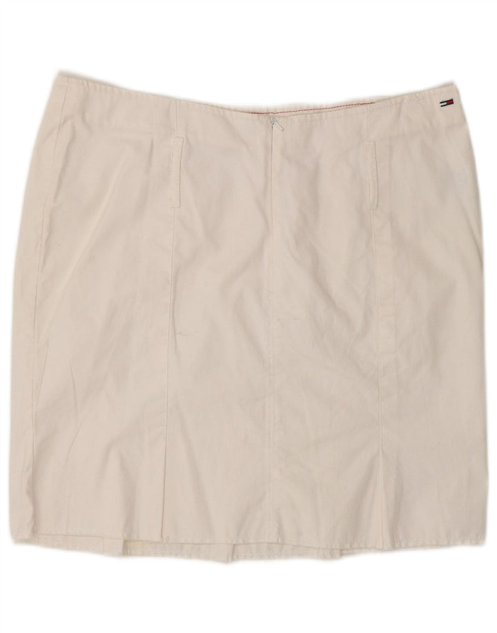 Tommy Hilfiger Damen-Minirock, Größe L, W32, weiße Baumwolle
