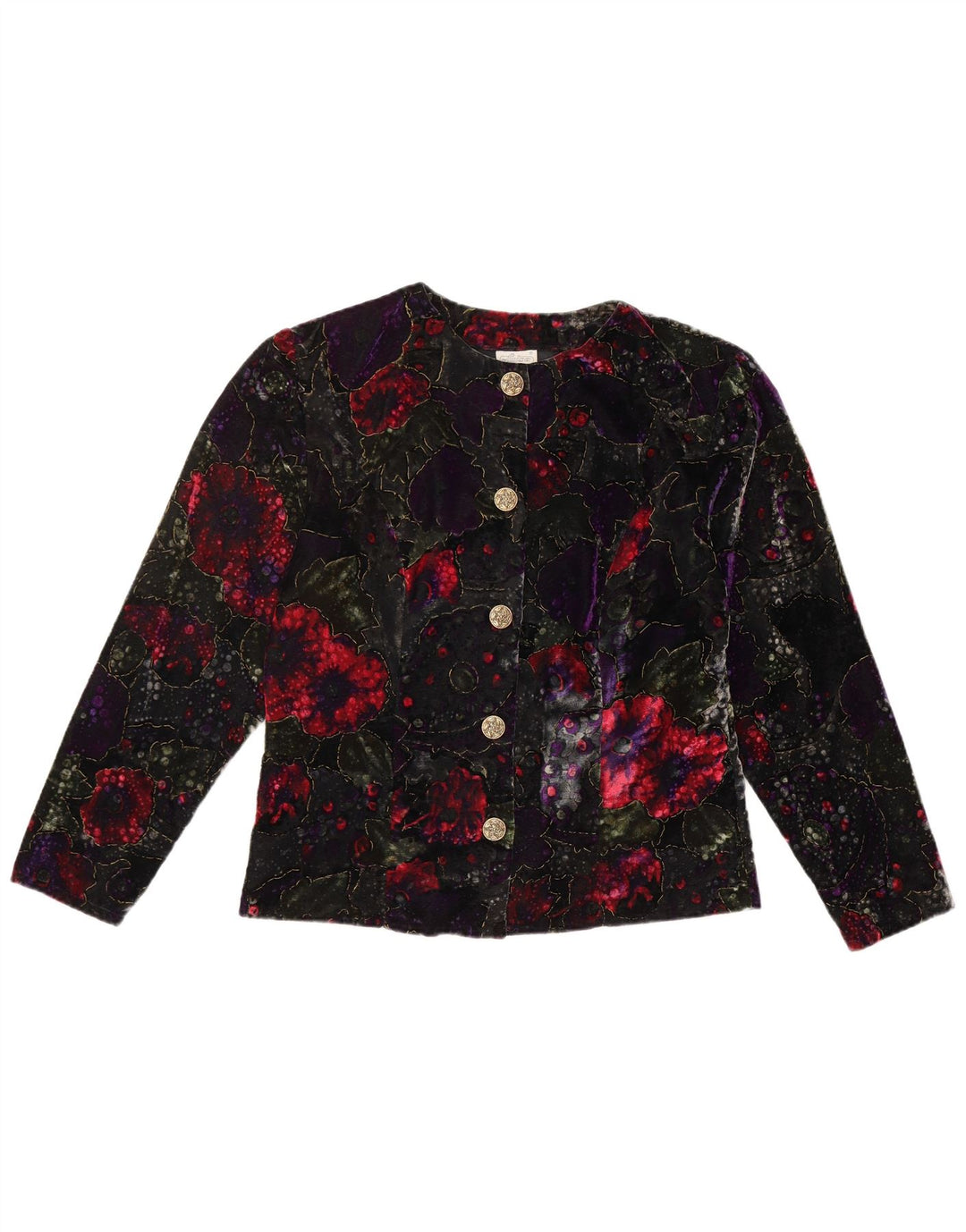 VINTAGE Womens 5 Button Blazer Jacket UK 16 Large Multicoloured Floral