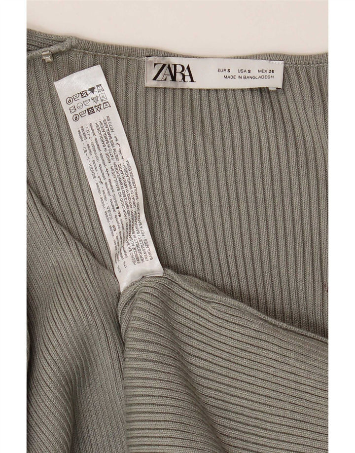 Zara Maxi-Pulloverkleid für Damen, Gr. 8, Größe S, graue Viskose