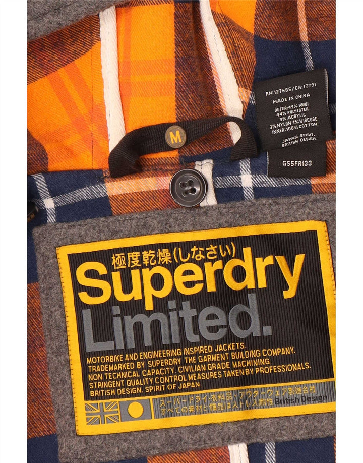 Superdry Dufflecoat mit Kapuze für Damen, UK 12, mittelgraue Wolle