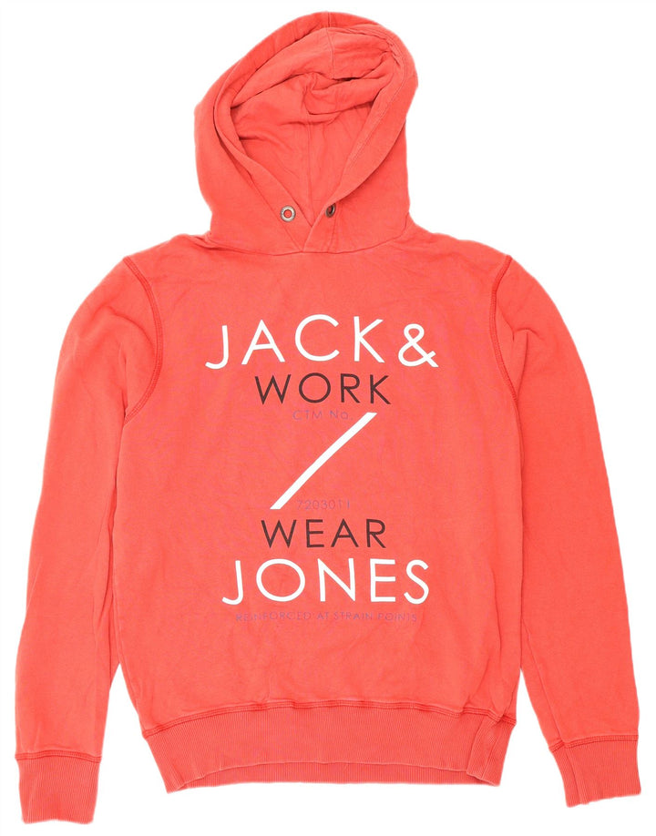 Jack & Jones Herren-Kapuzenpullover mit Grafik, mittelrote Baumwolle