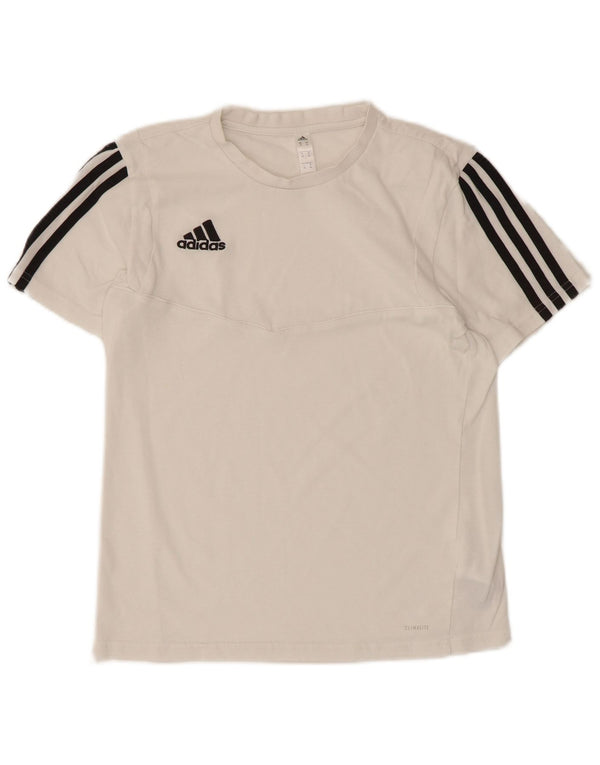 Adidas Damen Climalite T-Shirt Top UK 6 XS Weiße Baumwolle